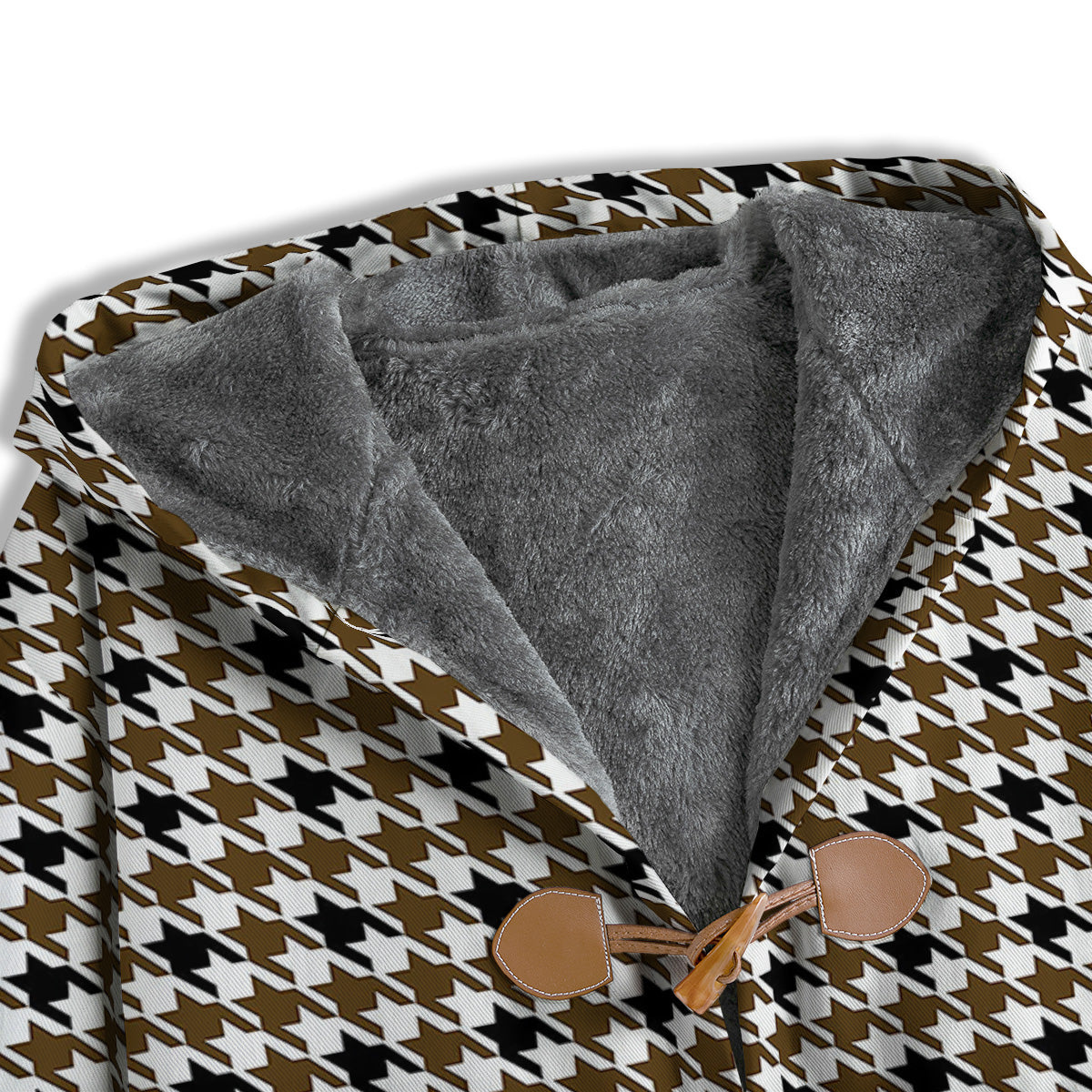 Houndstooth Black And Brown Print Men's Windbreaker Jacket-grizzshop