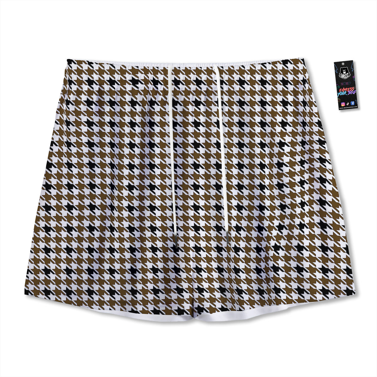 Green Leaf Print Mesh Shorts