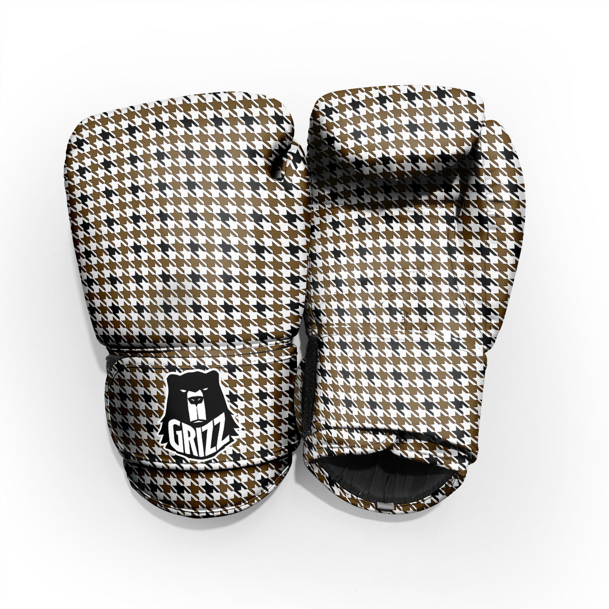 Houndstooth Black And Brown Print Pro Boxing Glove