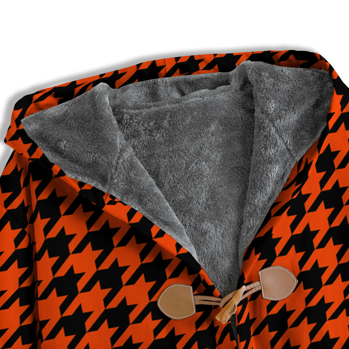 Houndstooth Black And Orange Print Men's Windbreaker Jacket-grizzshop