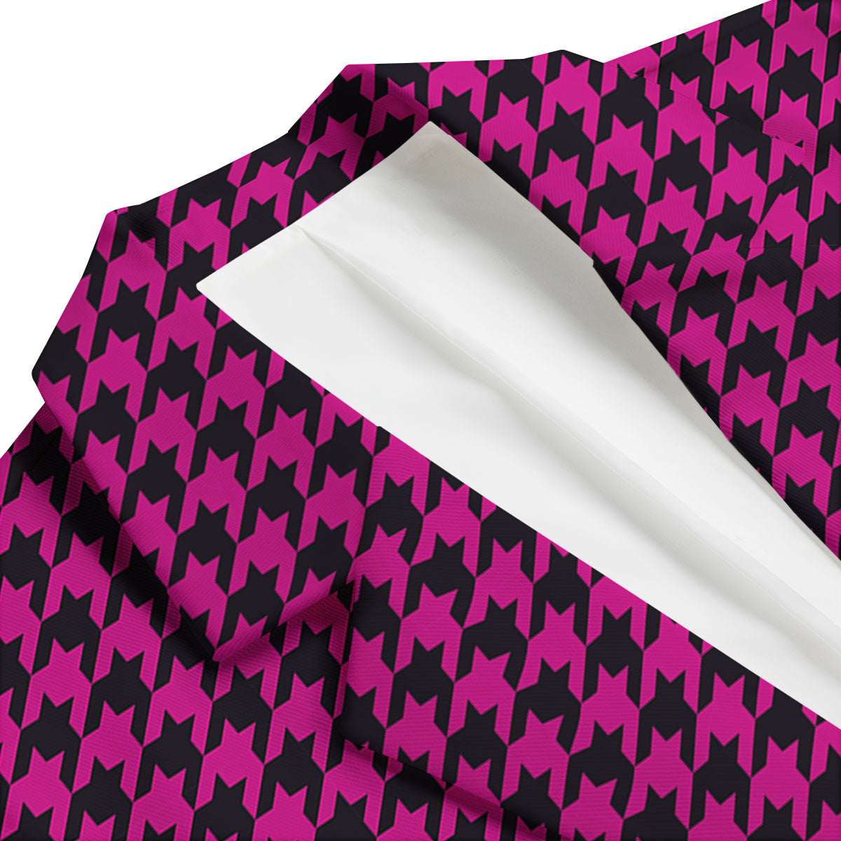 Houndstooth Black And Pink Magenta Print Men's Blazer-grizzshop