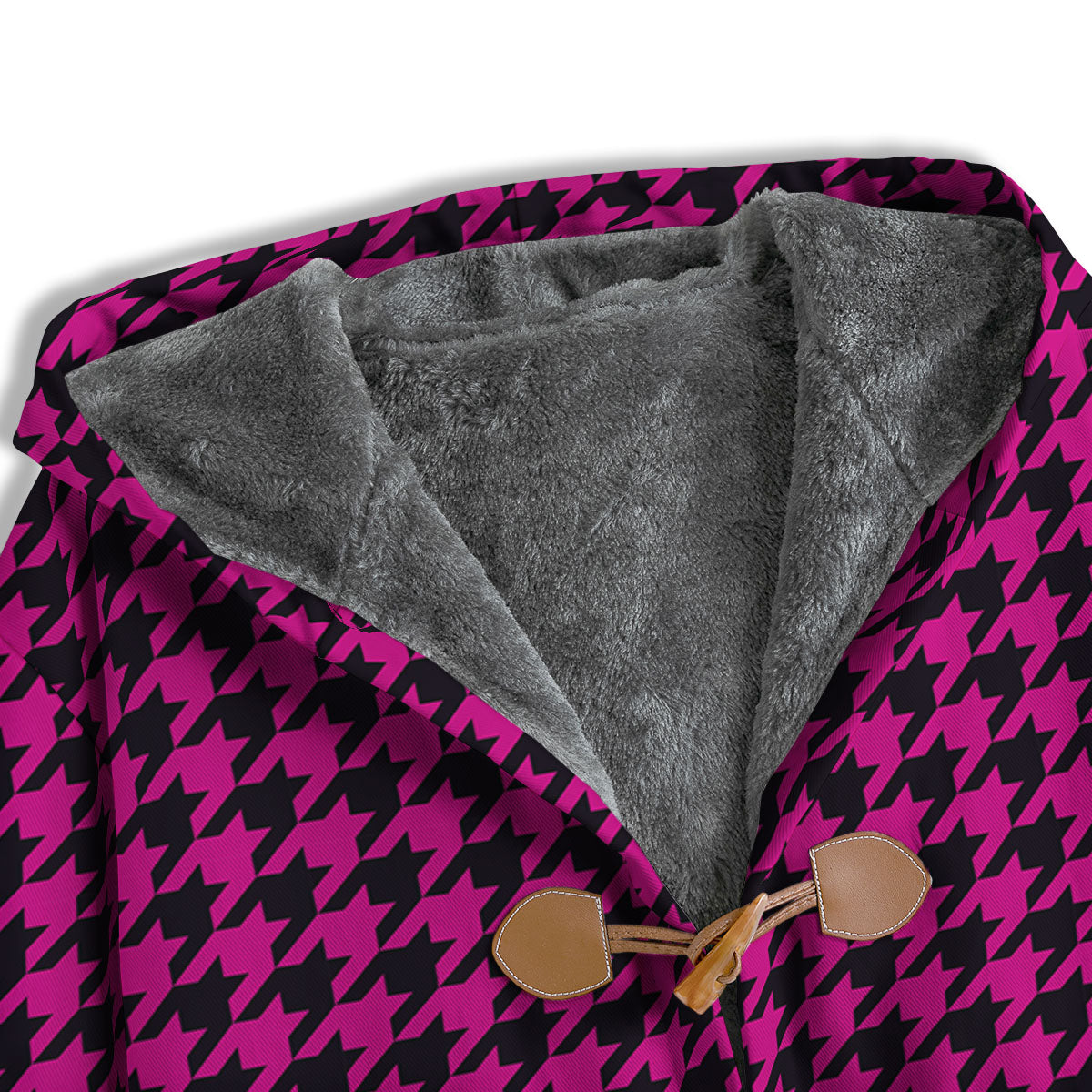 Houndstooth Black And Pink Magenta Print Men's Windbreaker Jacket-grizzshop