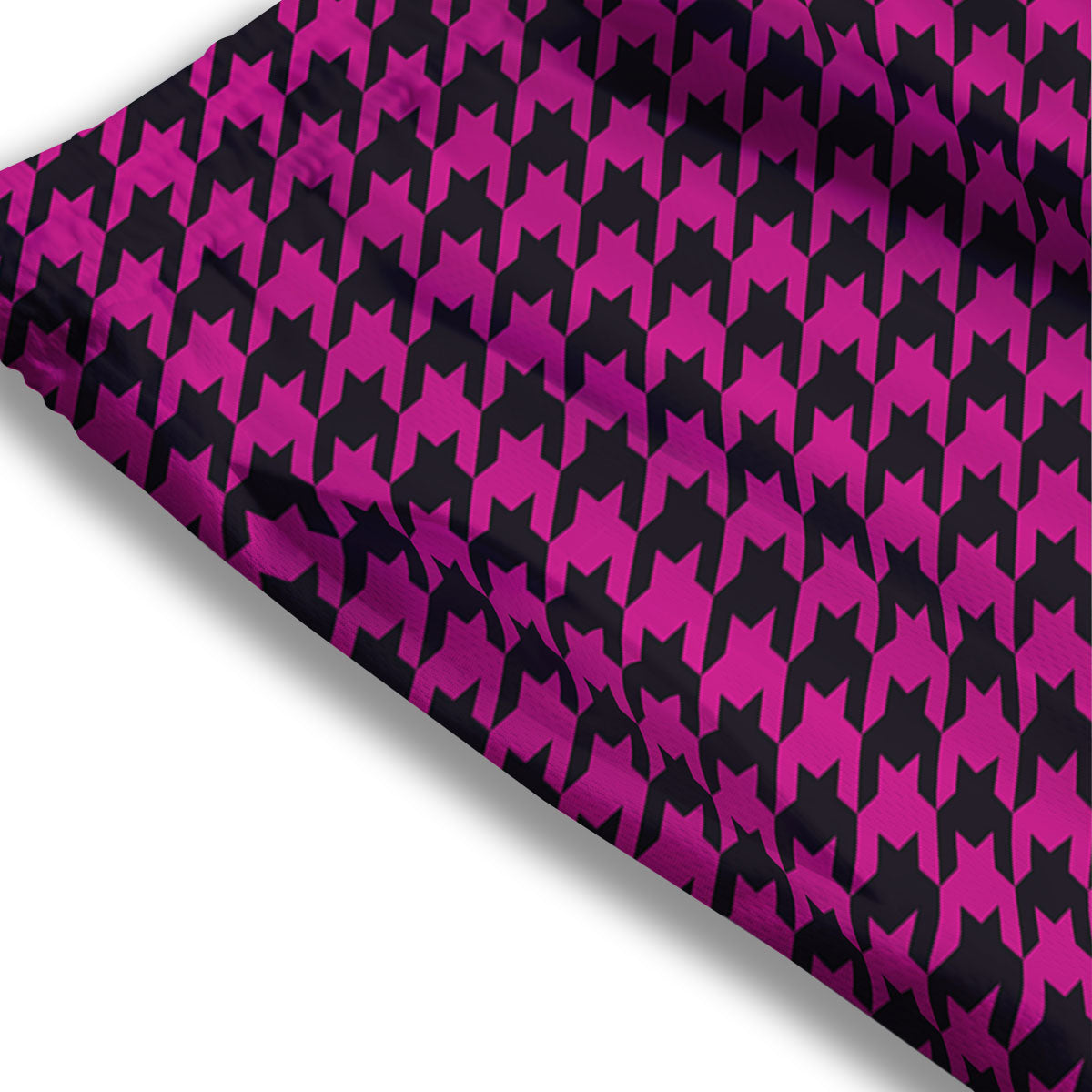 Houndstooth Black And Pink Magenta Print Mesh Shorts