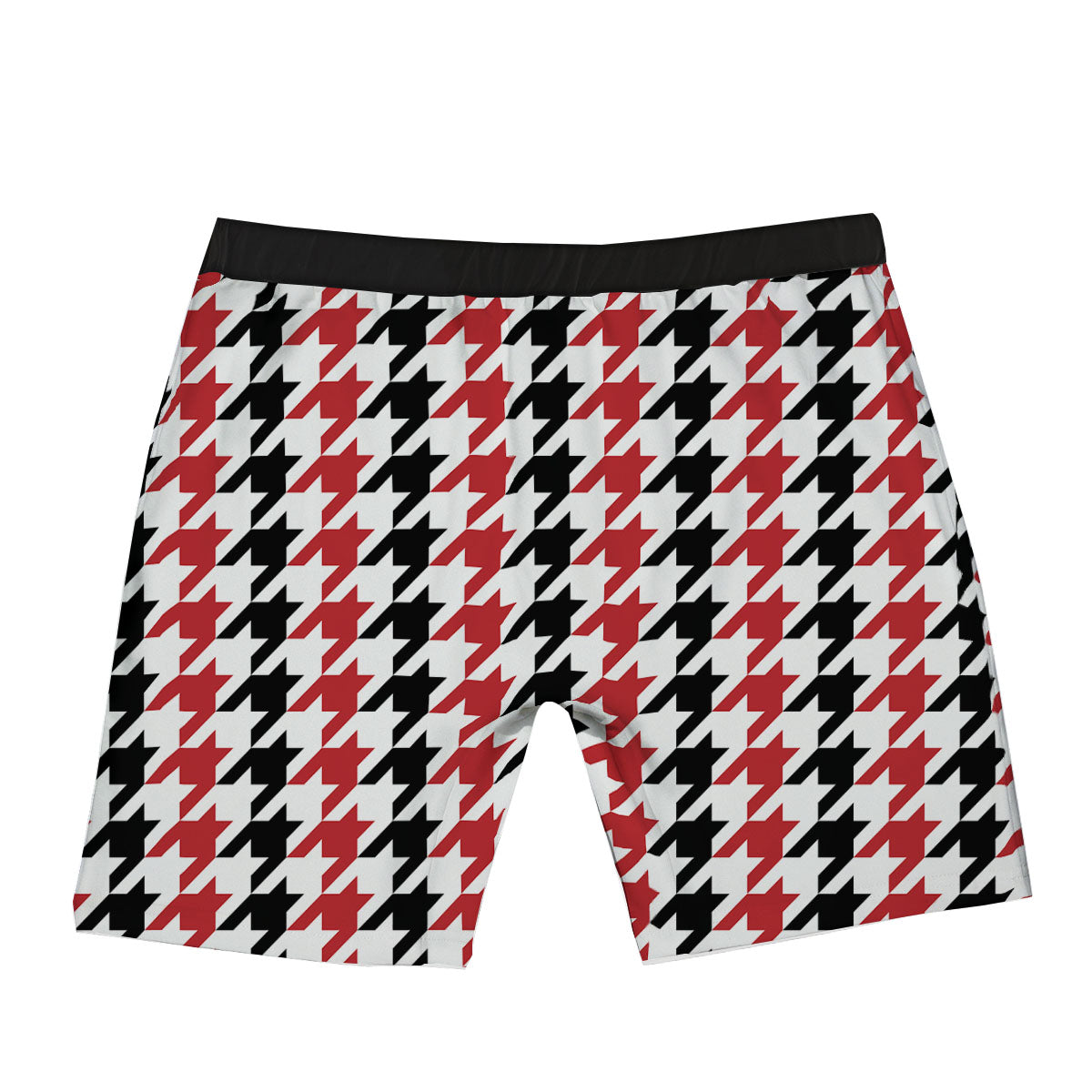 Houndstooth Black And Red Print Pattern Boxer Briefs-grizzshop