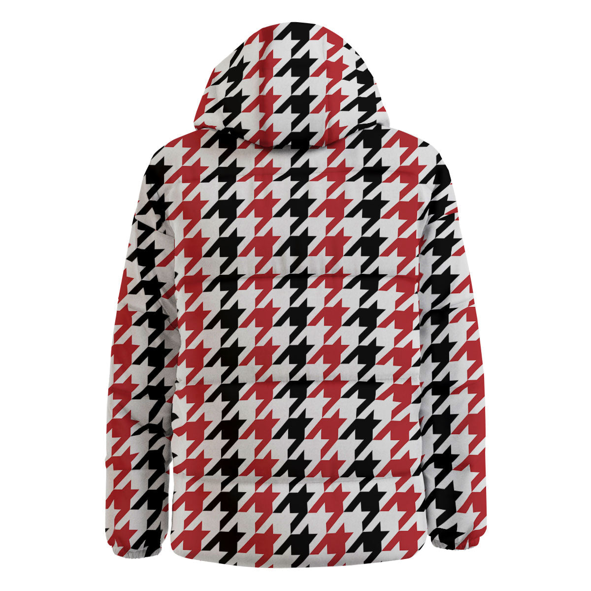 Houndstooth Black And Red Print Pattern Down Jacket-grizzshop