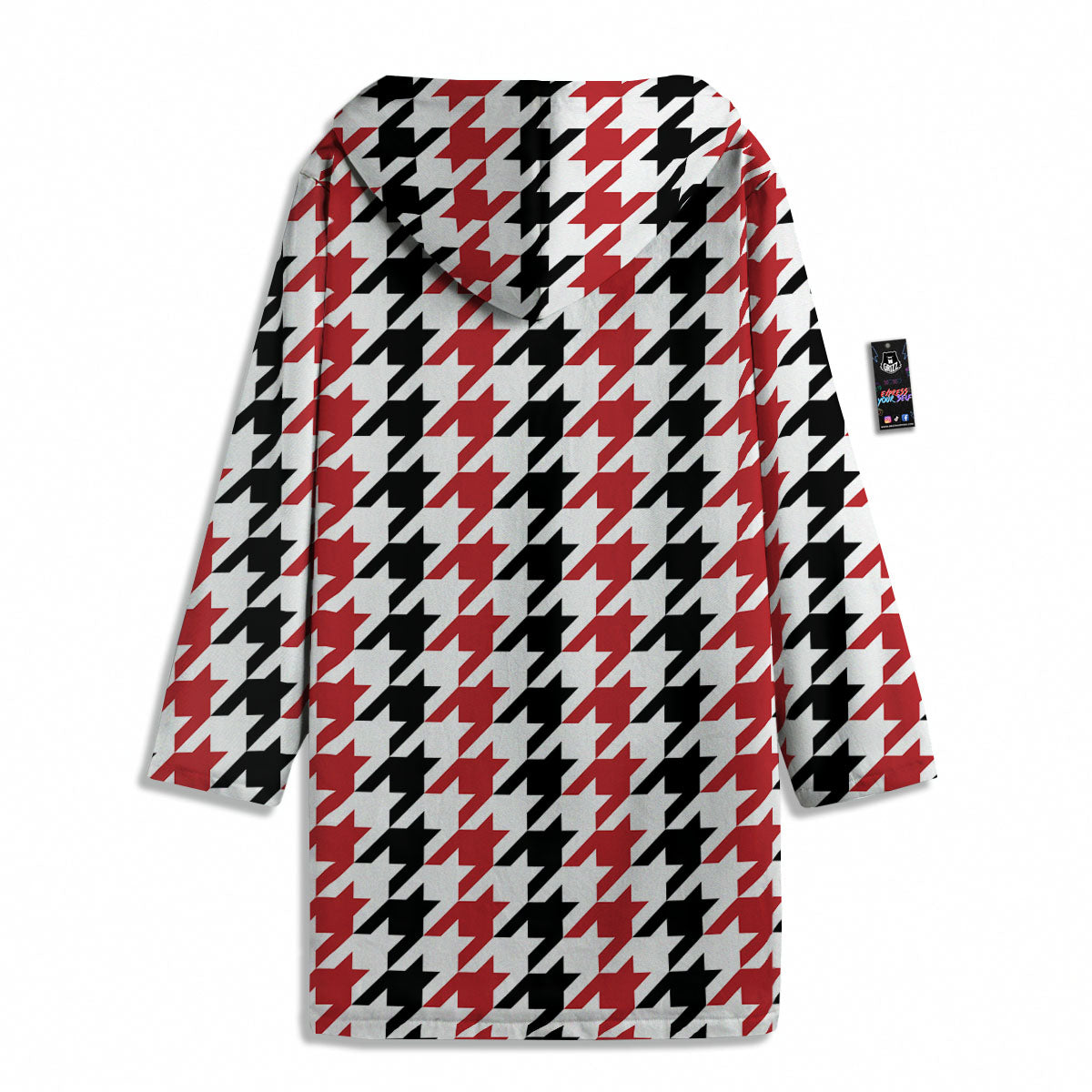 Houndstooth Black And Red Print Pattern Men's Windbreaker Jacket-grizzshop