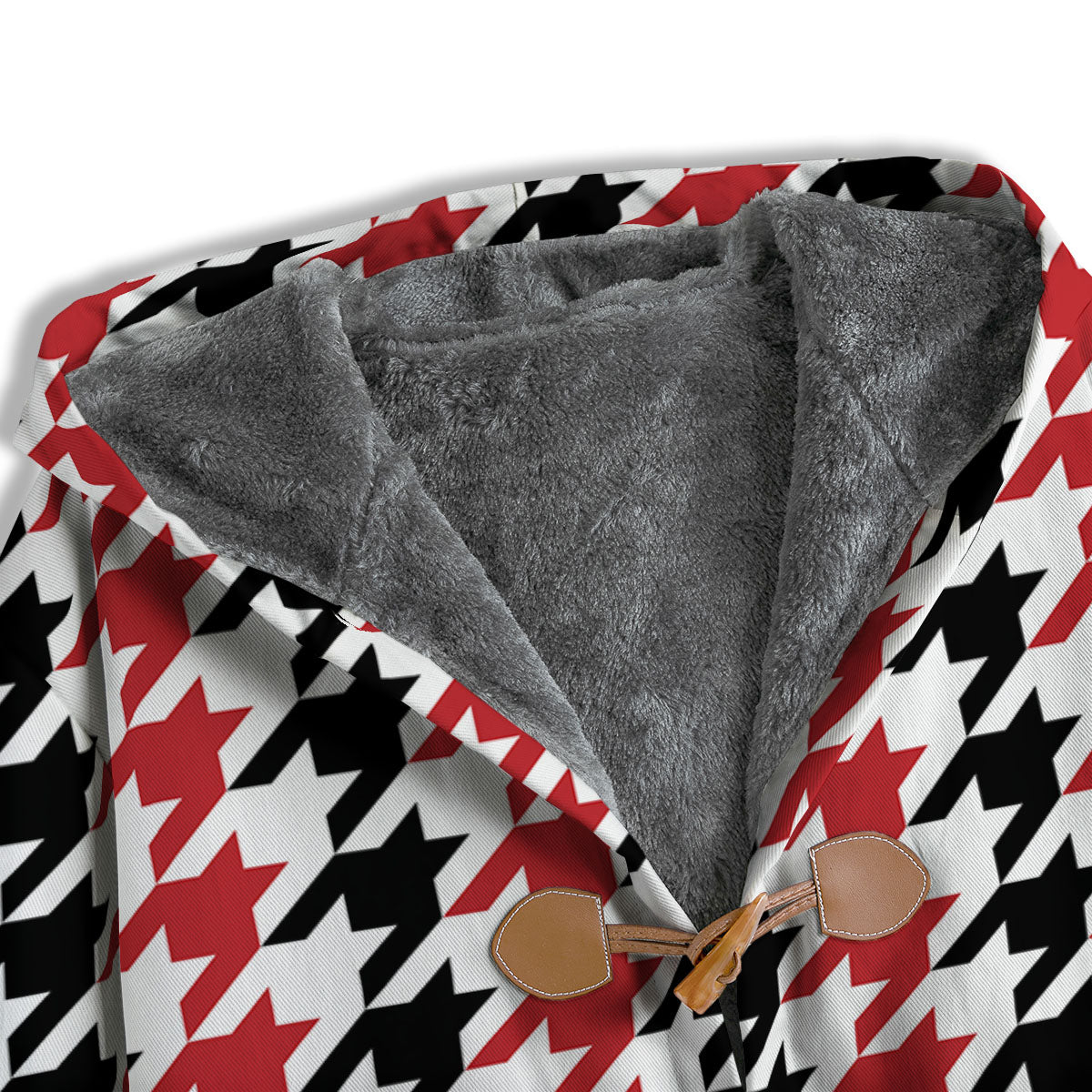 Houndstooth Black And Red Print Pattern Men's Windbreaker Jacket-grizzshop