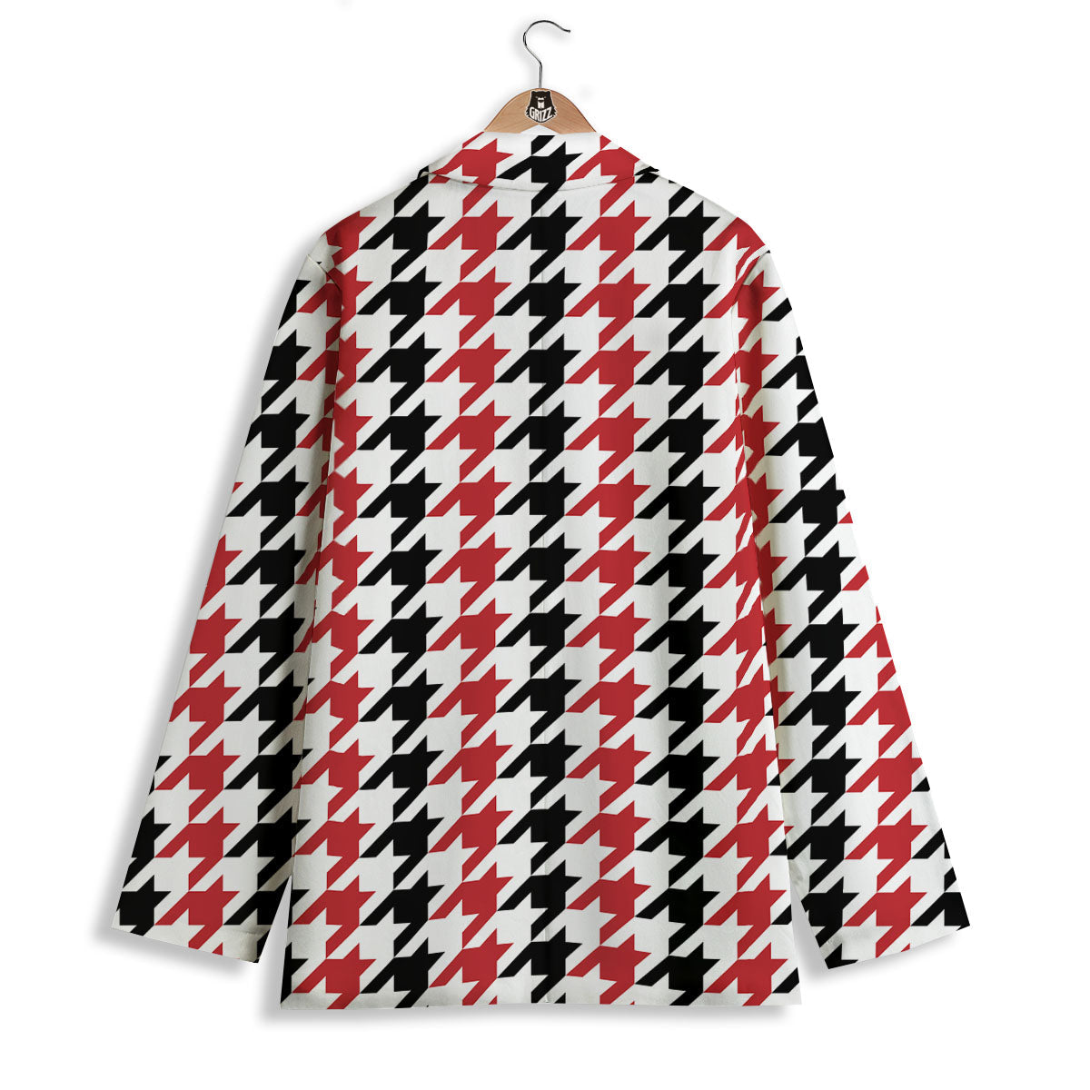 Houndstooth Black And Red Print Pattern Women's Blazer-grizzshop
