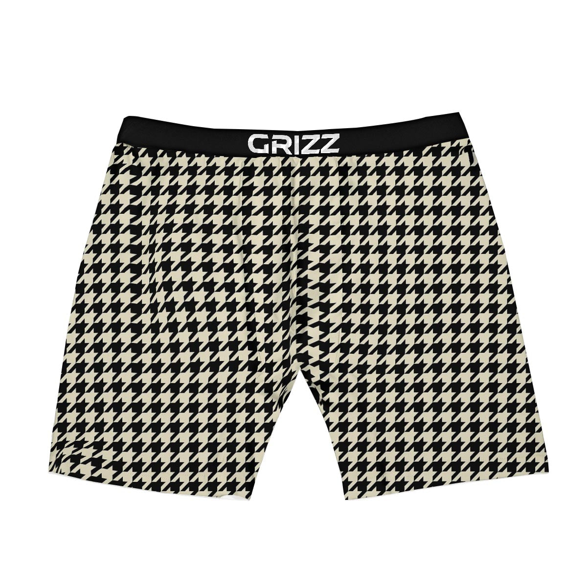 Houndstooth Black And Tan Print Pattern Boxer Briefs-grizzshop