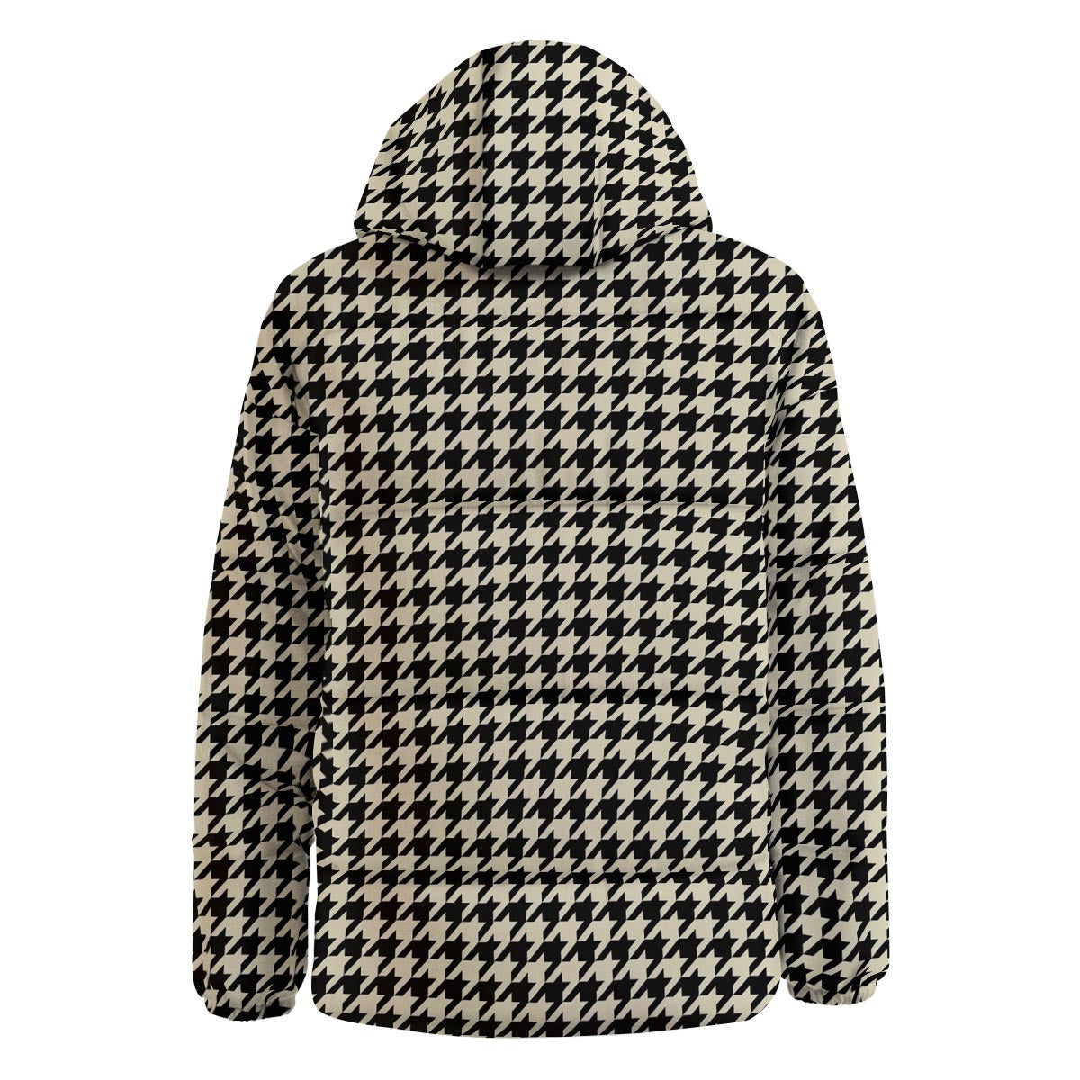 Houndstooth Black And Tan Print Pattern Down Jacket-grizzshop