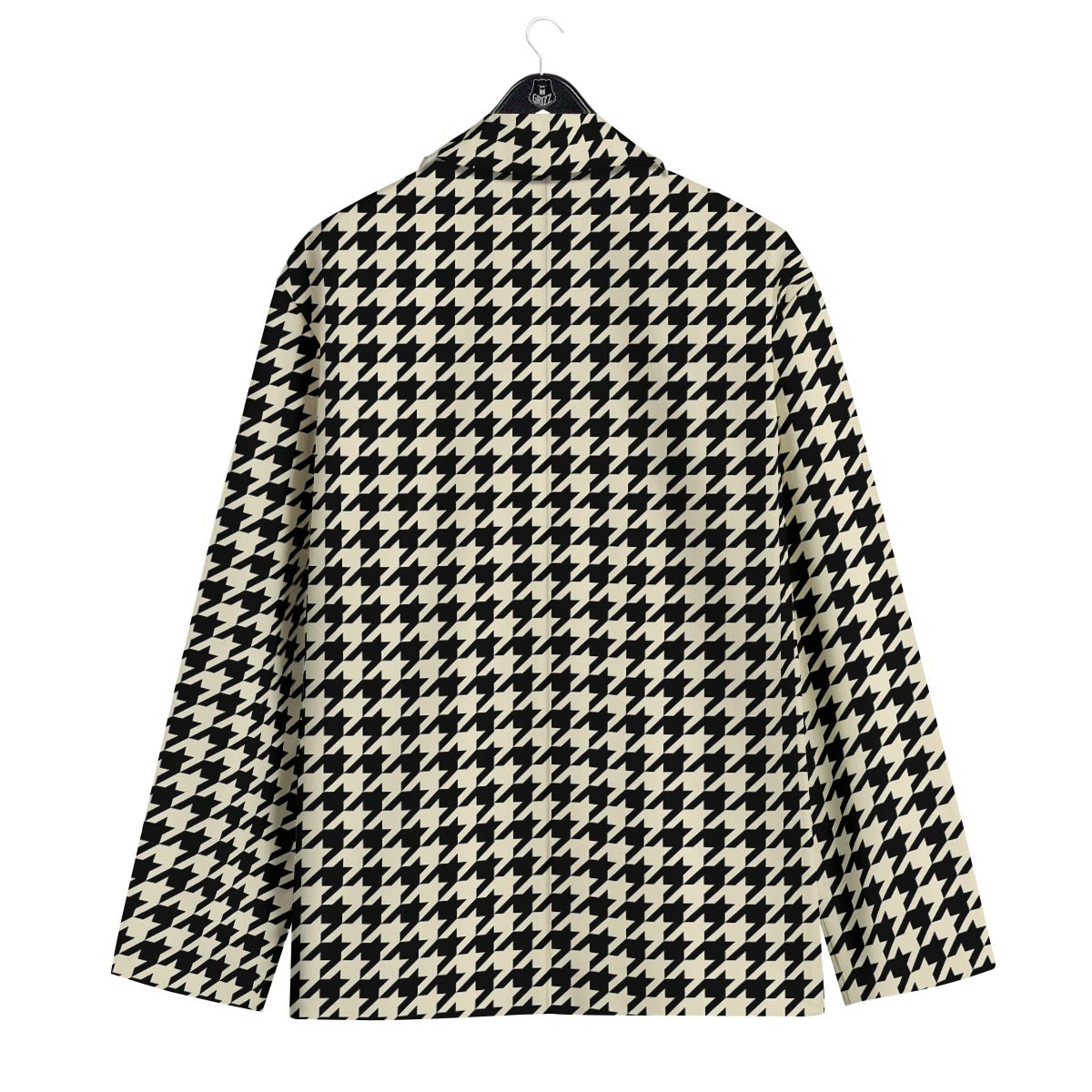 Houndstooth Black And Tan Print Pattern Men's Sport Coat-grizzshop