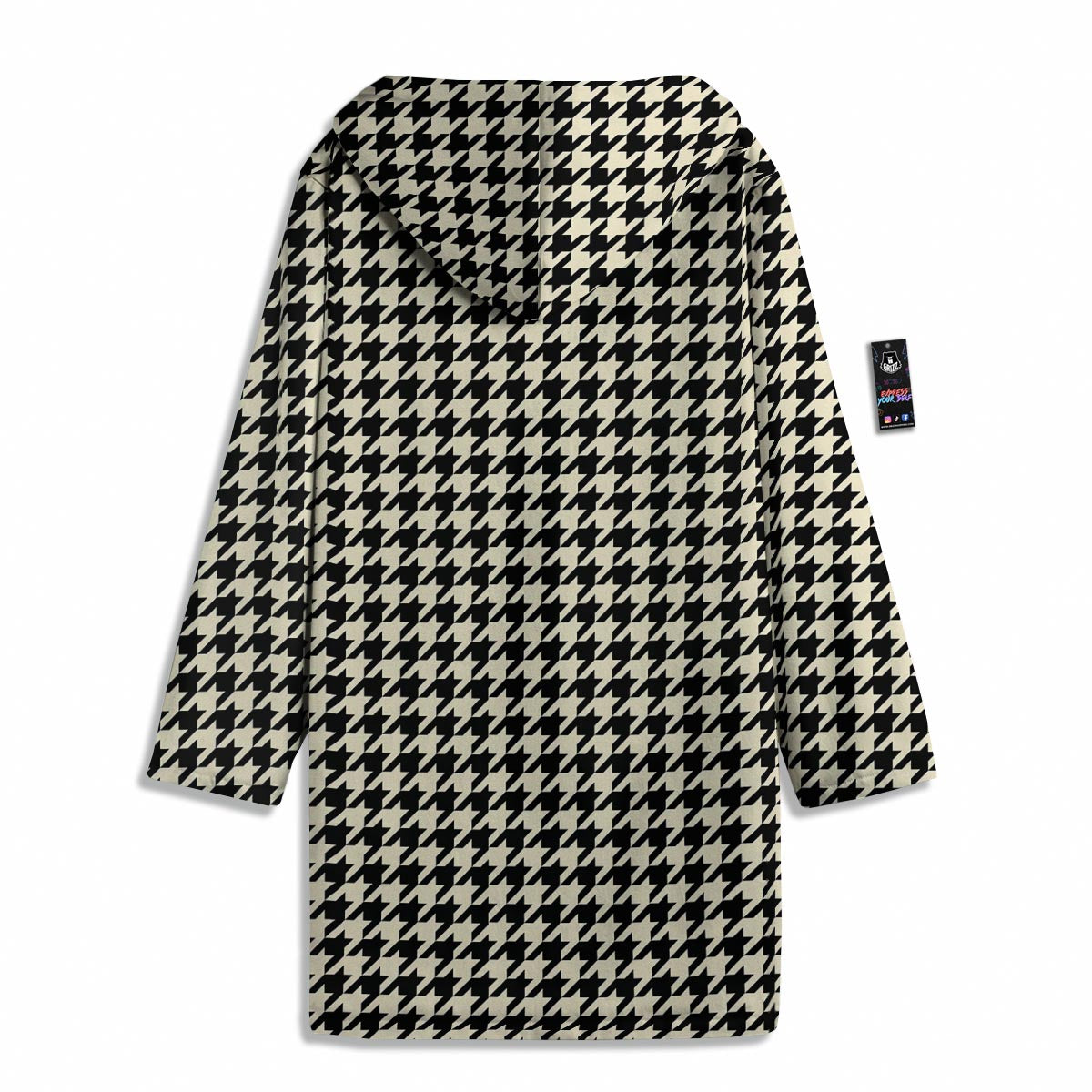 Houndstooth Black And Tan Print Pattern Men's Windbreaker Jacket-grizzshop