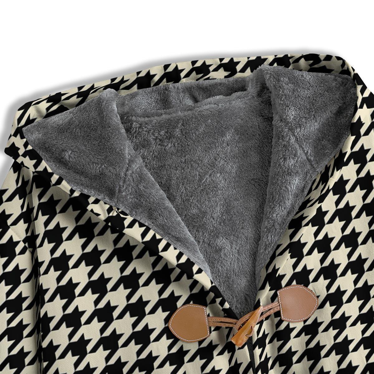 Houndstooth Black And Tan Print Pattern Men's Windbreaker Jacket-grizzshop