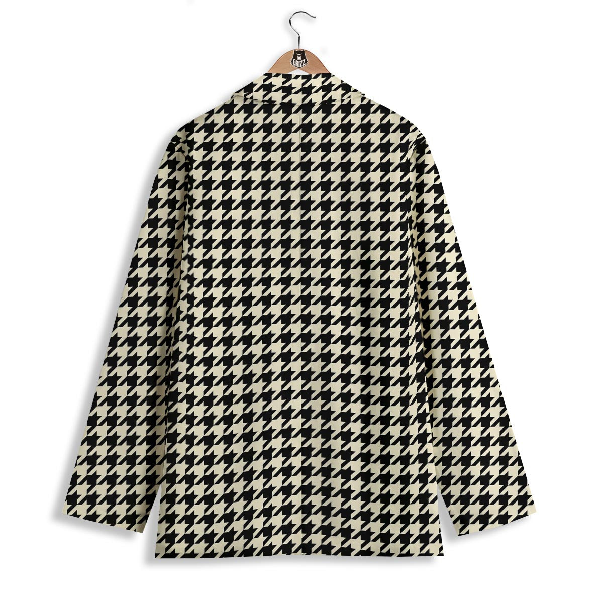 Houndstooth Black And Tan Print Pattern Women's Blazer-grizzshop
