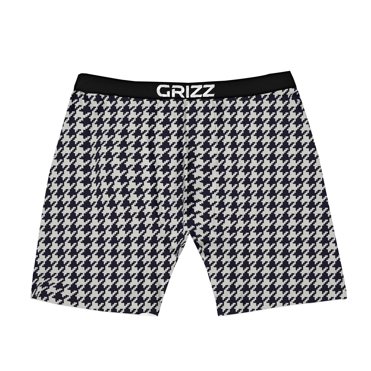 Houndstooth Black Pixel Print Pattern Boxer Briefs-grizzshop