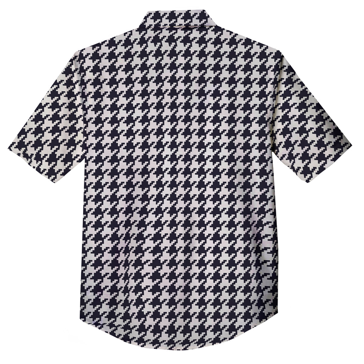Houndstooth Black Pixel Print Pattern Button Up Shirt-grizzshop
