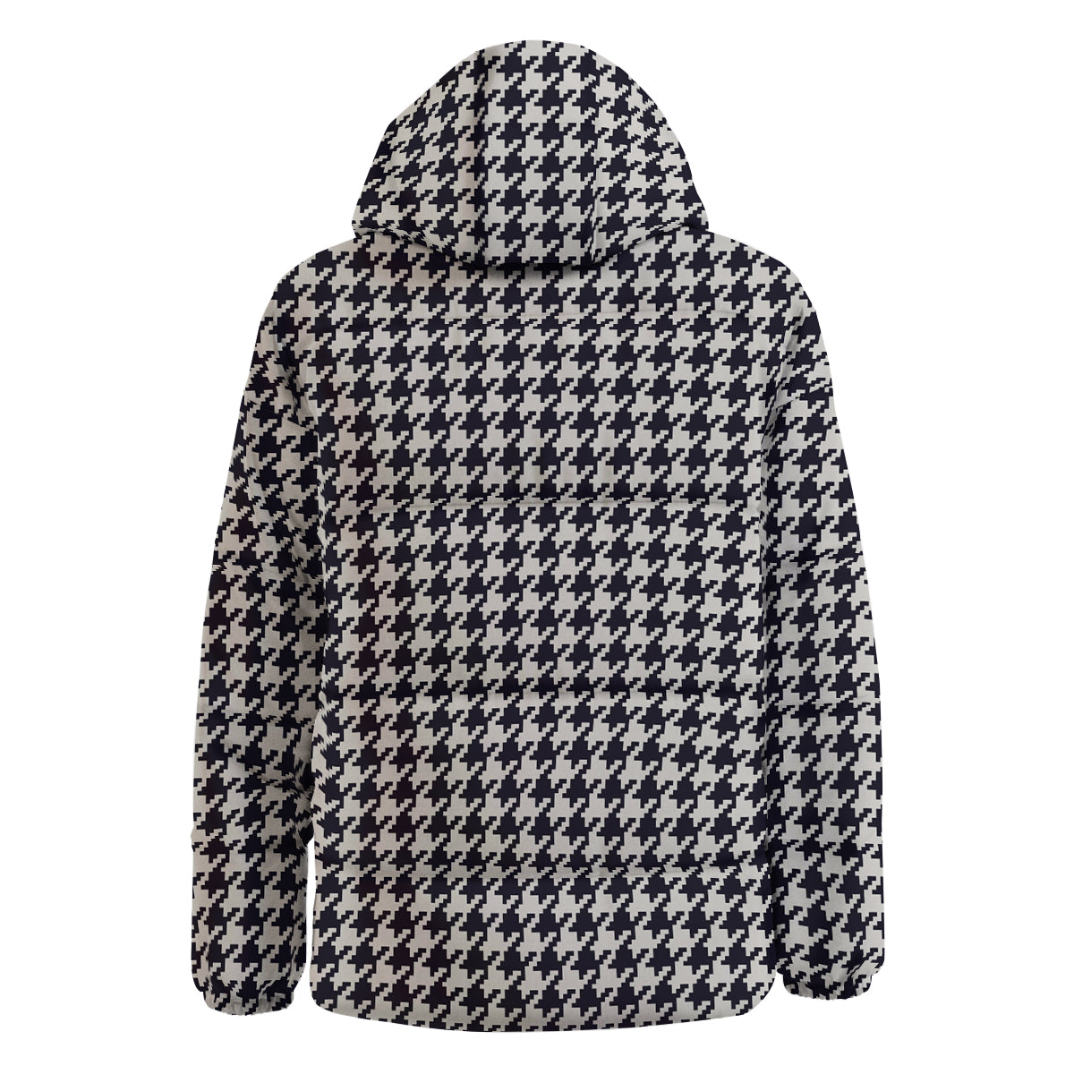 Houndstooth Black Pixel Print Pattern Down Jacket-grizzshop
