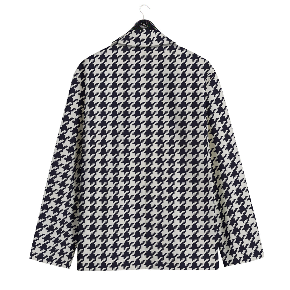 Houndstooth Black Pixel Print Pattern Men's Sport Coat-grizzshop