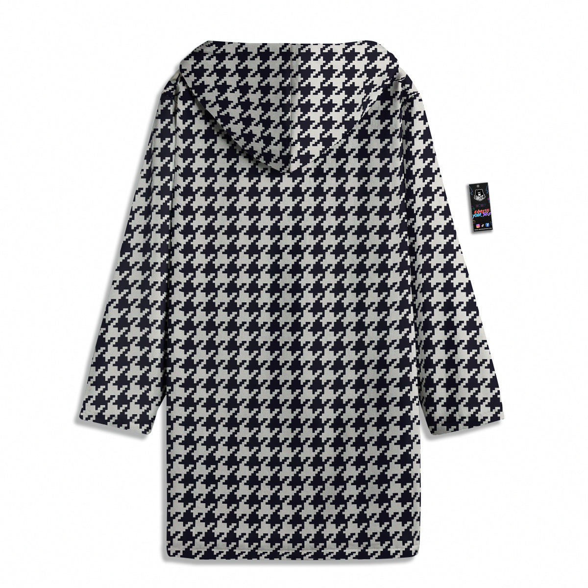 Houndstooth Black Pixel Print Pattern Men's Windbreaker Jacket-grizzshop