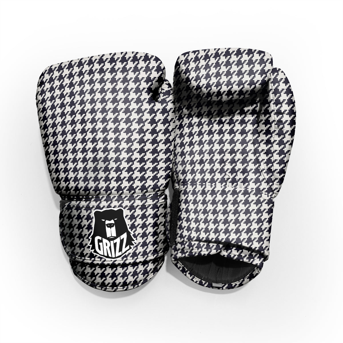 Houndstooth Black Pixel Print Pattern Pro Boxing Glove