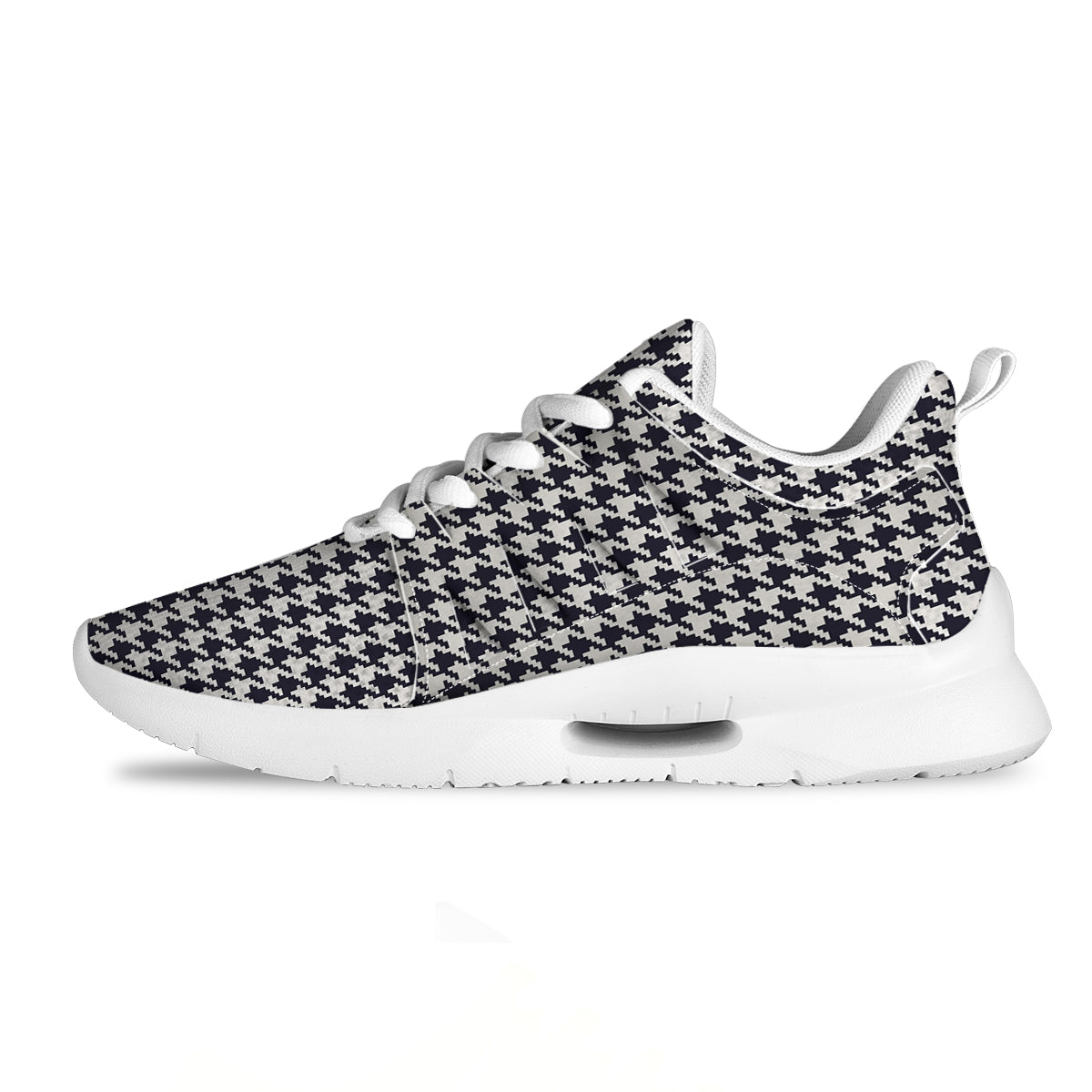 Houndstooth Black Pixel Print Pattern Tennis Shoes-grizzshop