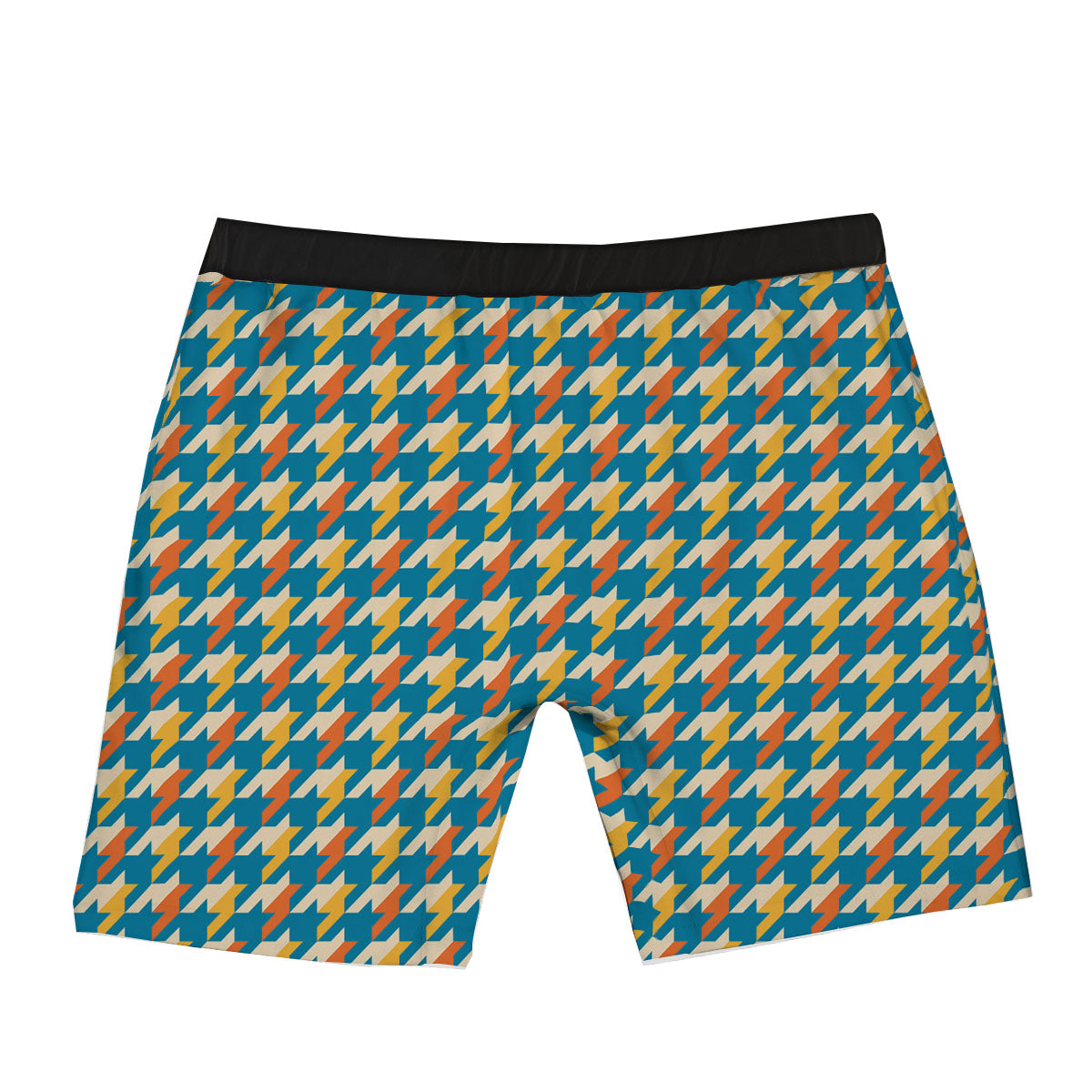 Houndstooth Blue And Orange Print Boxer Briefs-grizzshop