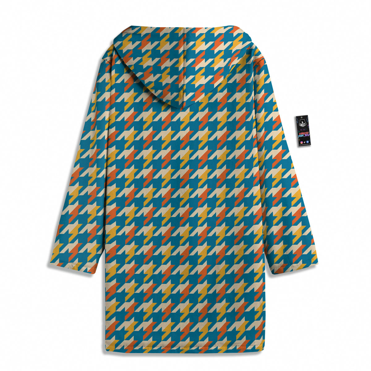 Houndstooth Blue And Orange Print Men's Windbreaker Jacket-grizzshop