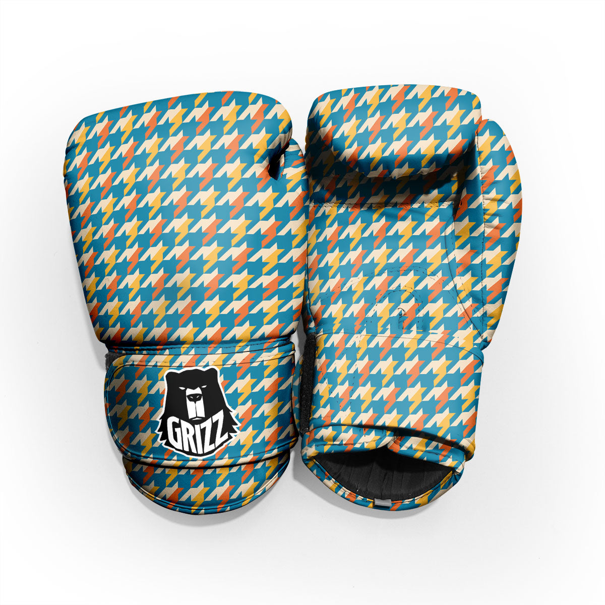 Houndstooth Blue And Orange Print Pro Boxing Glove