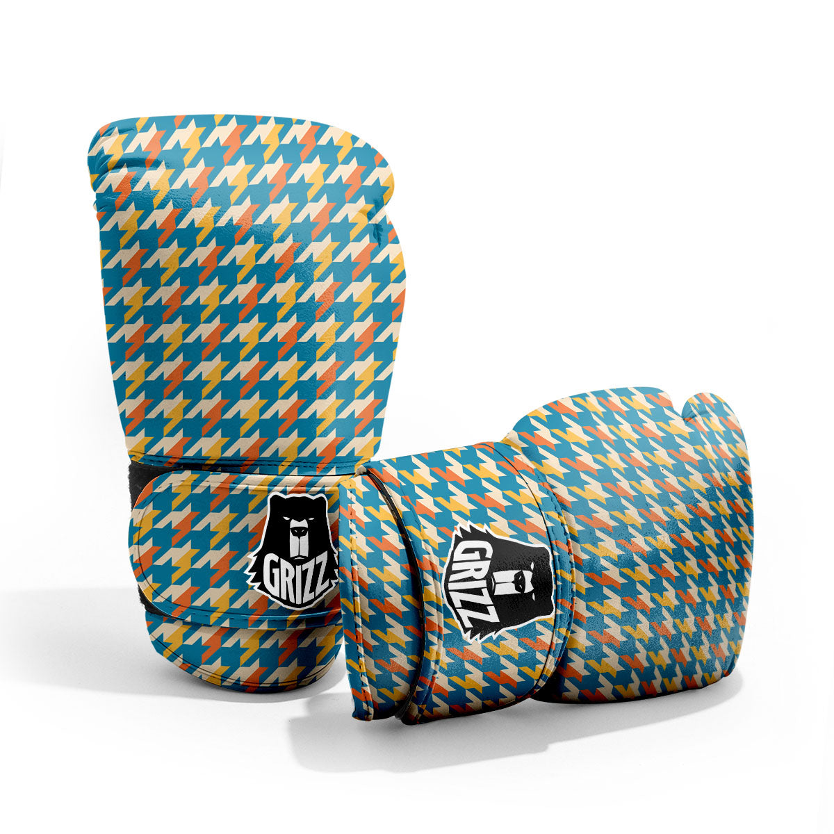 Houndstooth Blue And Orange Print Pro Boxing Glove