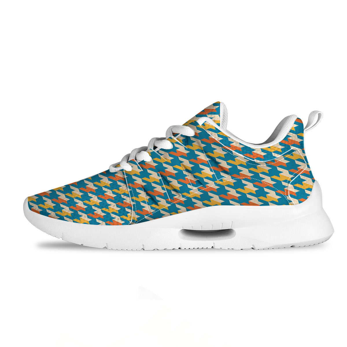 Houndstooth Blue And Orange Print Tennis Shoes-grizzshop