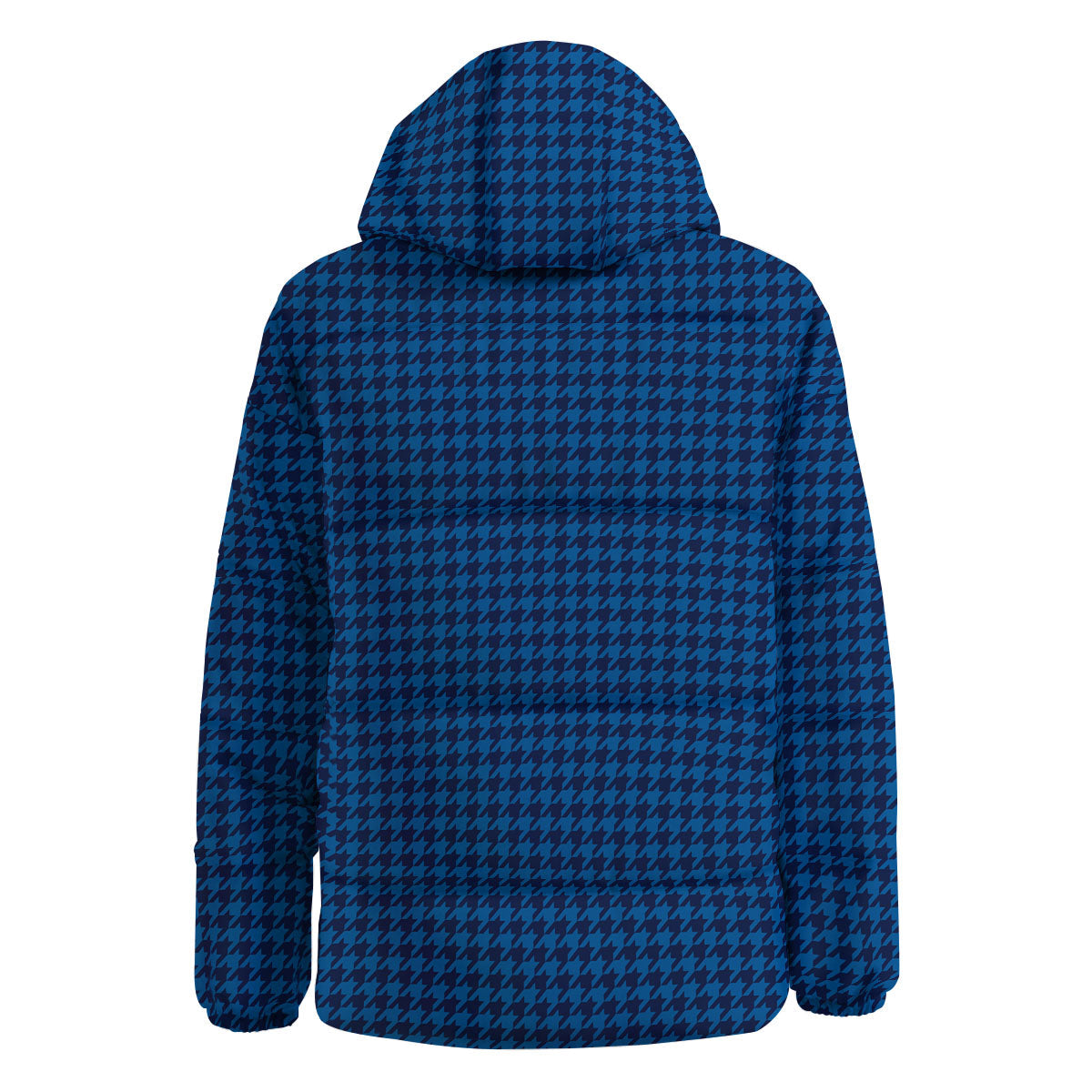 Houndstooth Blue Print Pattern Down Jacket-grizzshop