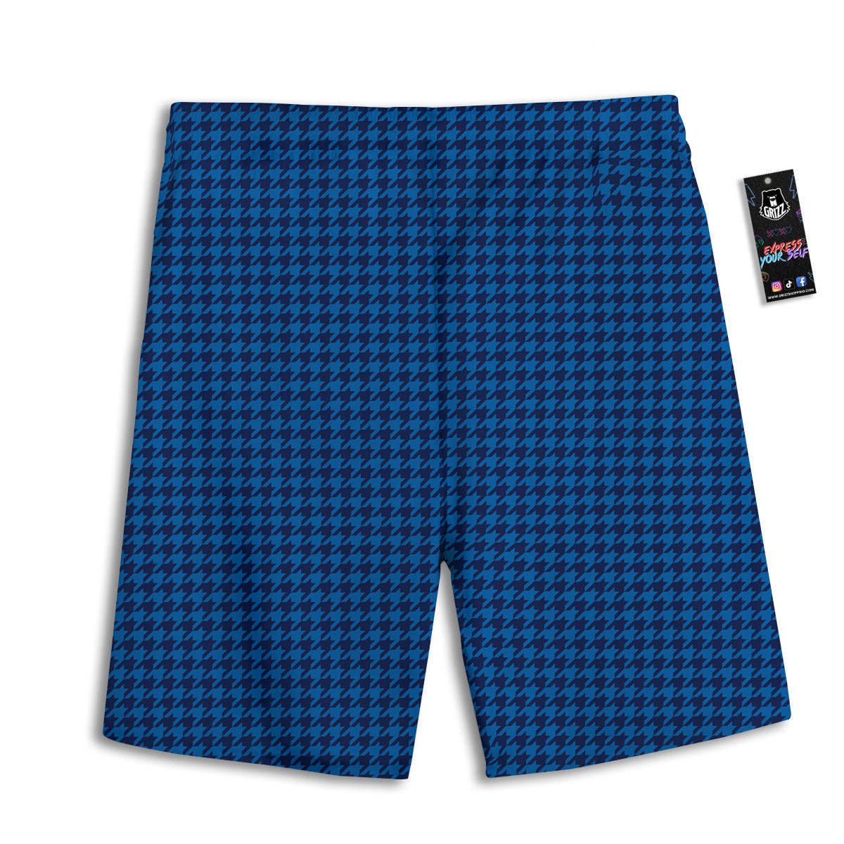 Houndstooth Blue Print Pattern Men's Athletic Shorts