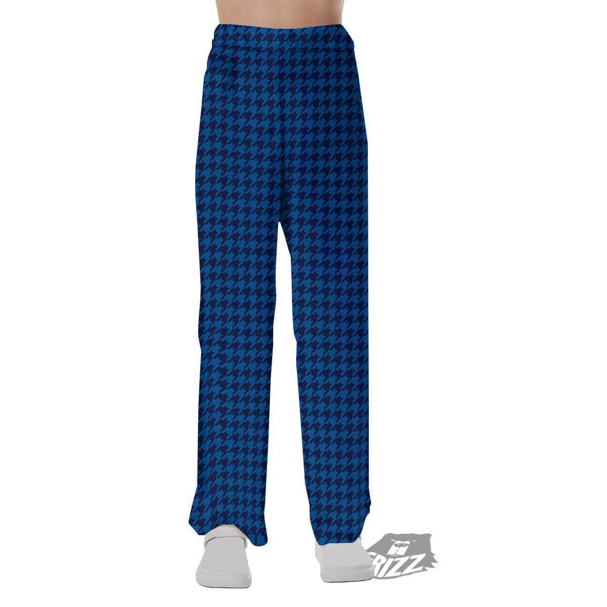 Houndstooth Blue Print Pattern Pajama Pants-grizzshop