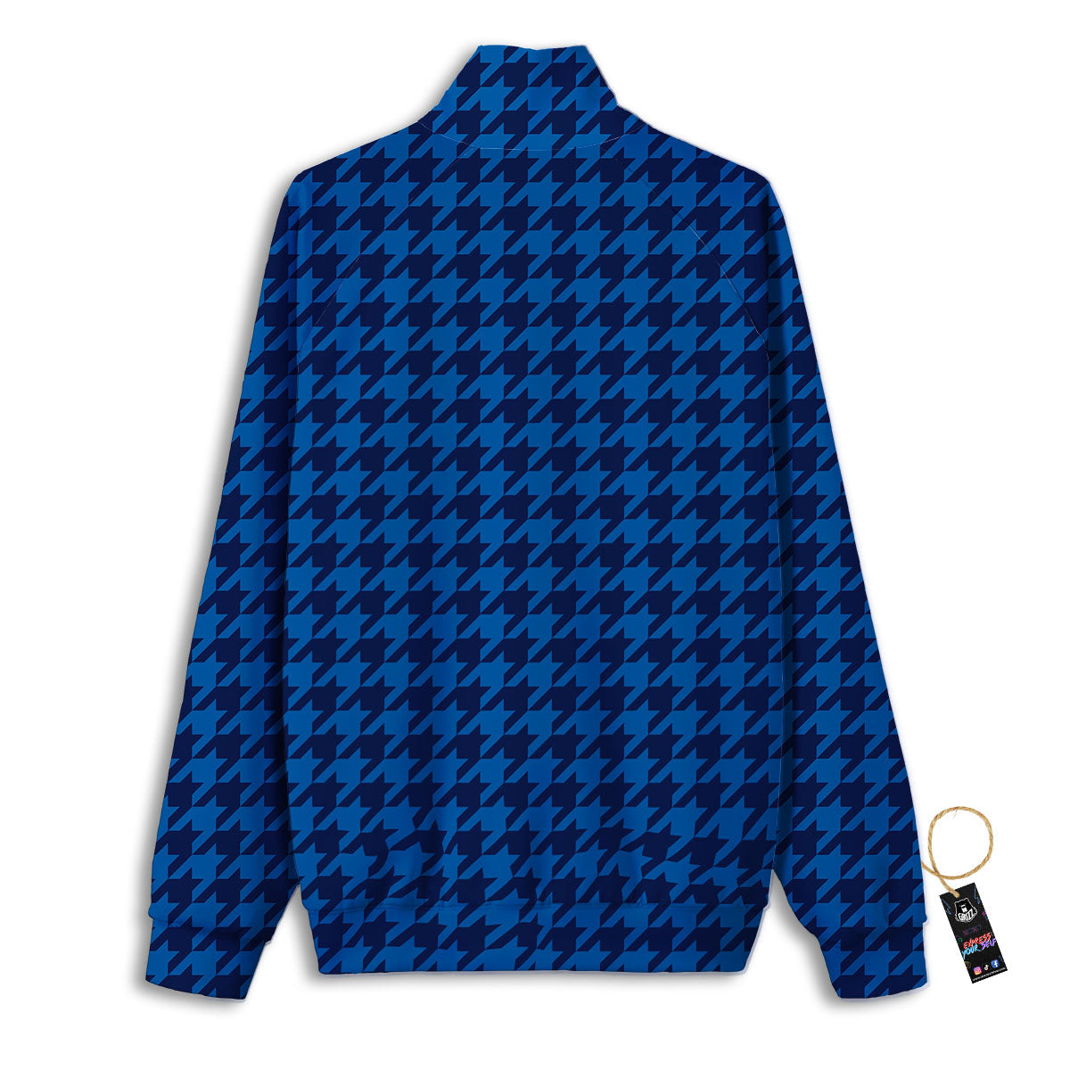 Houndstooth Blue Print Pattern Track Jacket-grizzshop