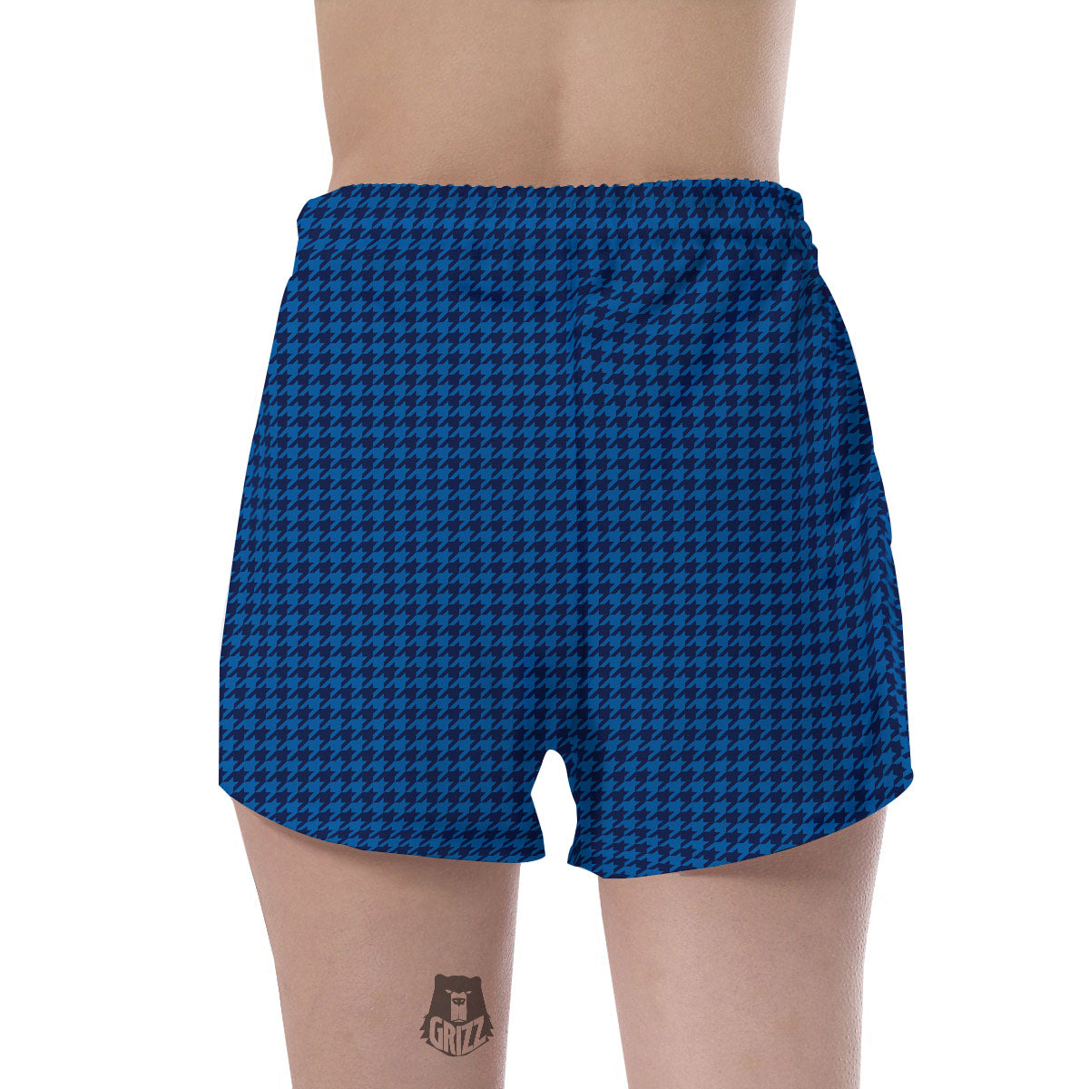 Houndstooth Blue Print Pattern Women's Shorts-grizzshop