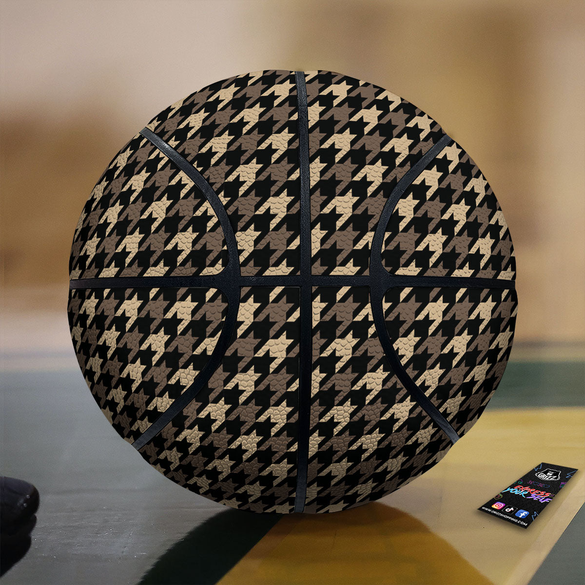 Houndstooth Brown Print Pattern Basketball-grizzshop