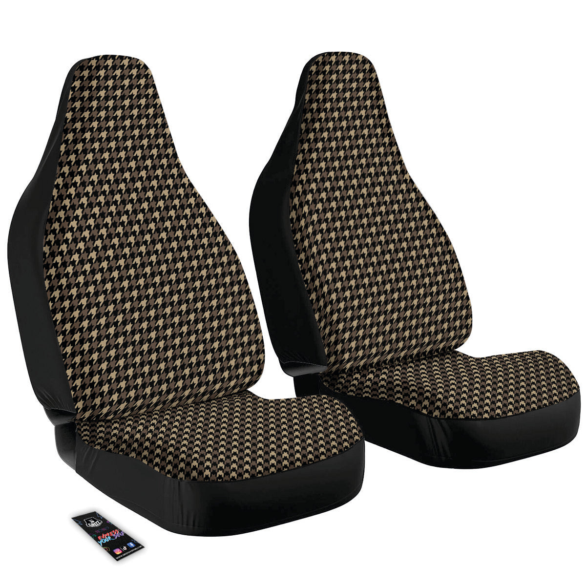 Houndstooth Brown Print Pattern Car Seat Covers-grizzshop