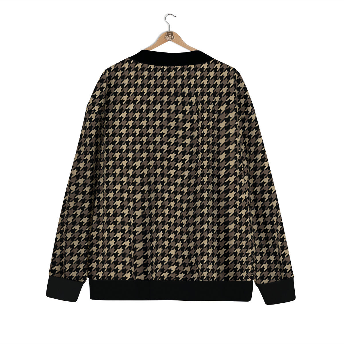 Houndstooth Brown Print Pattern Cardigan-grizzshop