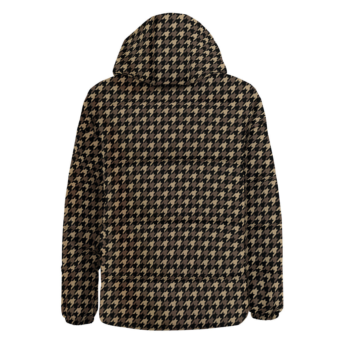 Houndstooth Brown Print Pattern Down Jacket-grizzshop