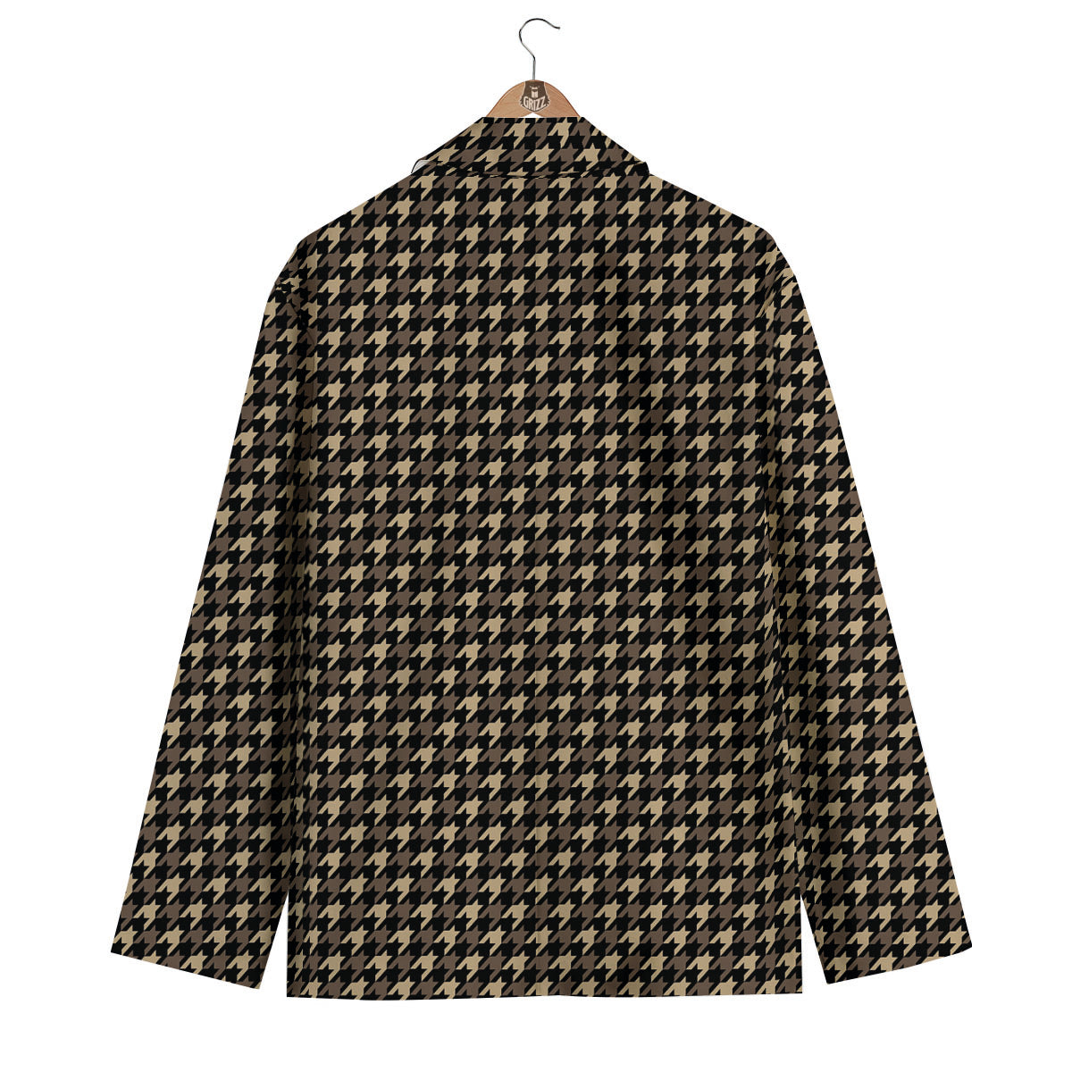 Houndstooth Brown Print Pattern Men's Blazer-grizzshop