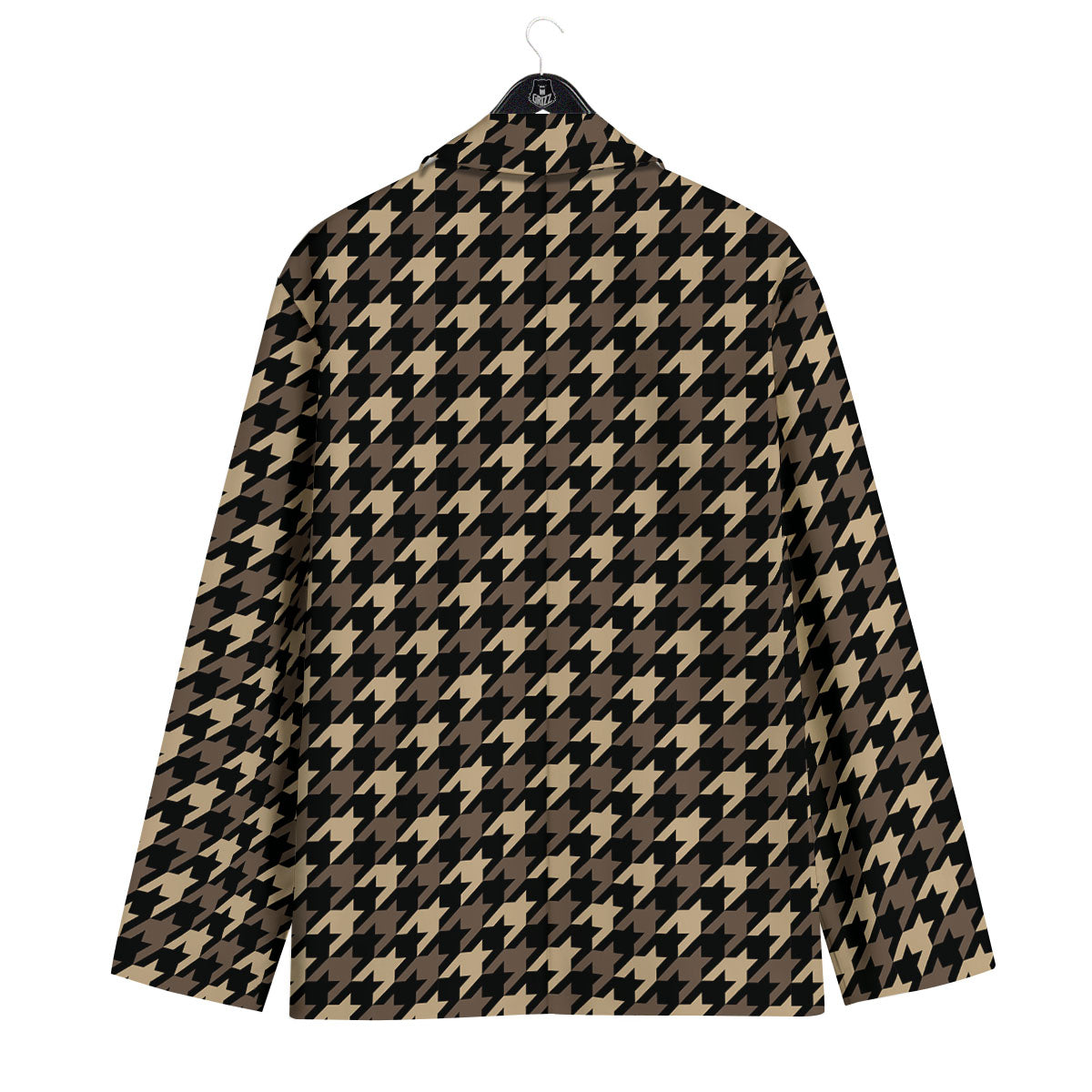 Houndstooth Brown Print Pattern Men's Sport Coat-grizzshop