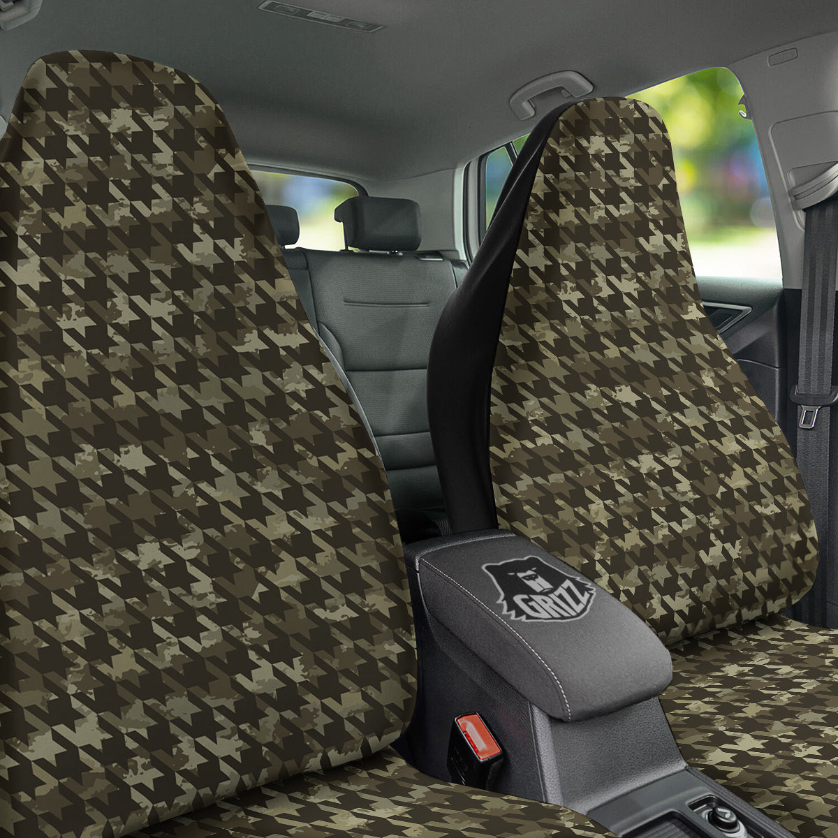 Houndstooth Camouflage Green Print Pattern Car Seat Covers-grizzshop