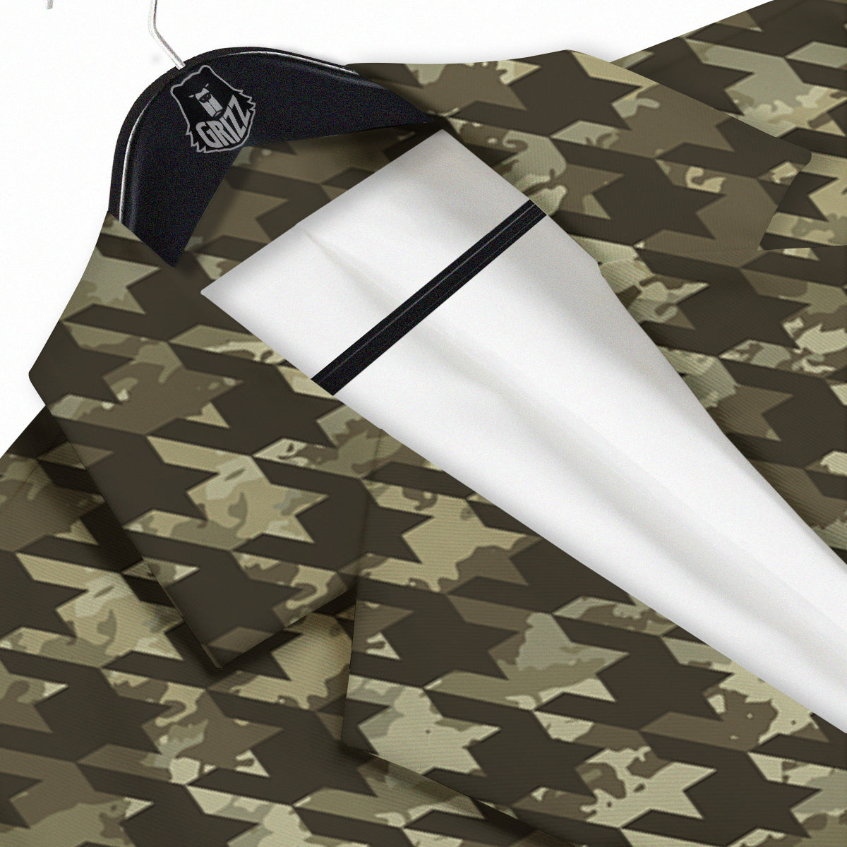 Houndstooth Camouflage Green Print Pattern Men's Sport Coat-grizzshop