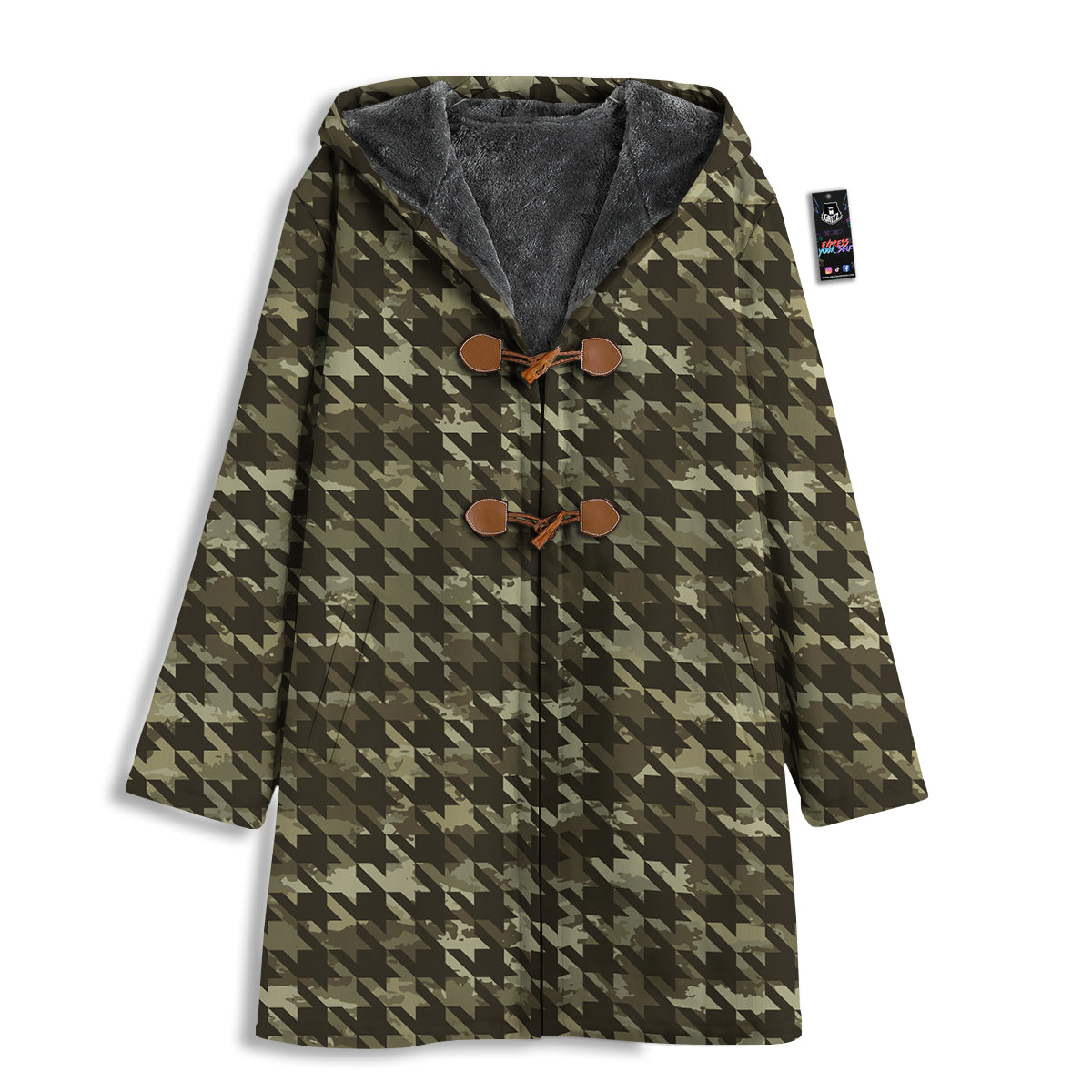 Houndstooth Camouflage Green Print Pattern Men's Windbreaker Jacket-grizzshop