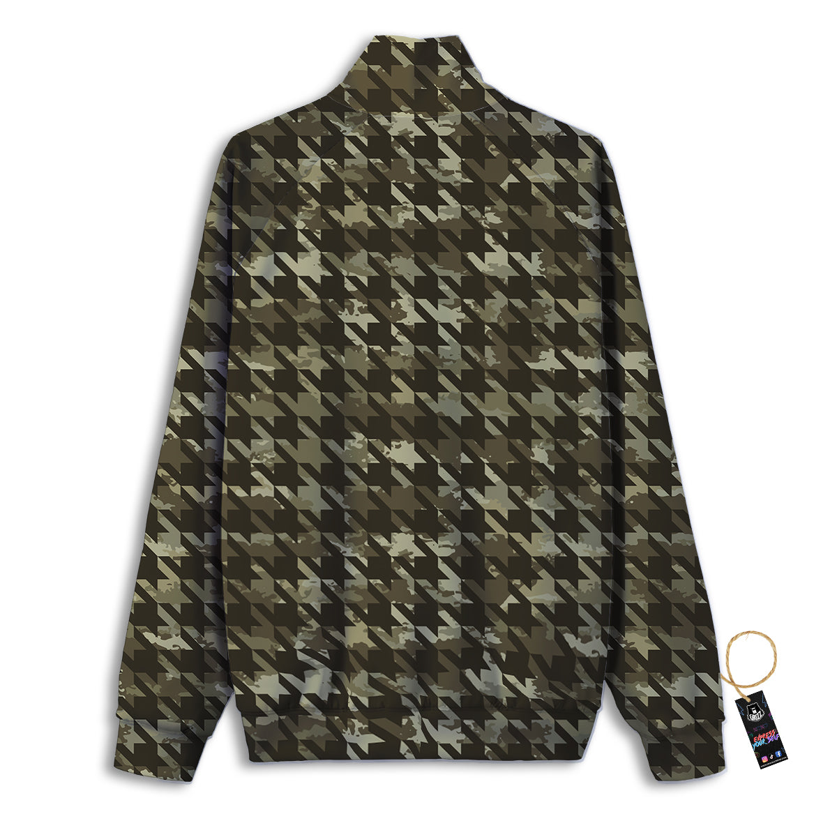 Houndstooth Camouflage Green Print Pattern Track Jacket-grizzshop