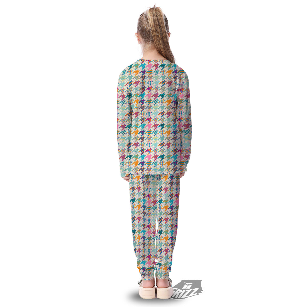 Houndstooth Colorful Plaid Print Pattern Kid's Pajamas-grizzshop