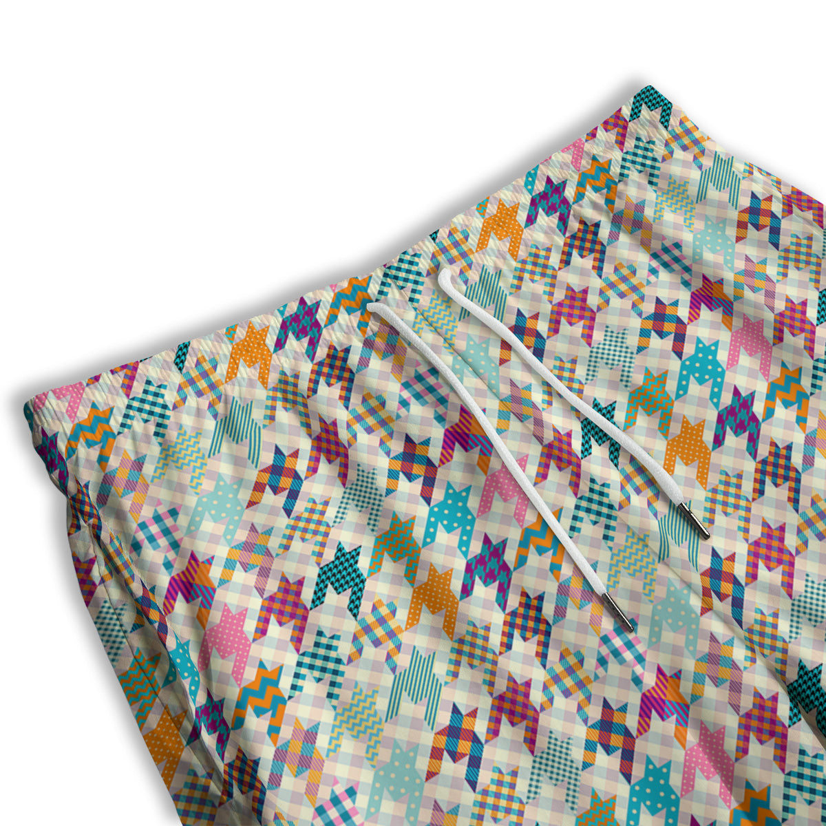 Houndstooth Colorful Plaid Print Pattern Men's Athletic Shorts