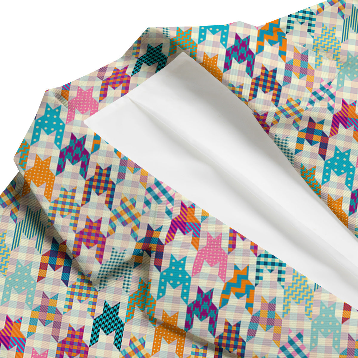 Houndstooth Colorful Plaid Print Pattern Men's Blazer-grizzshop