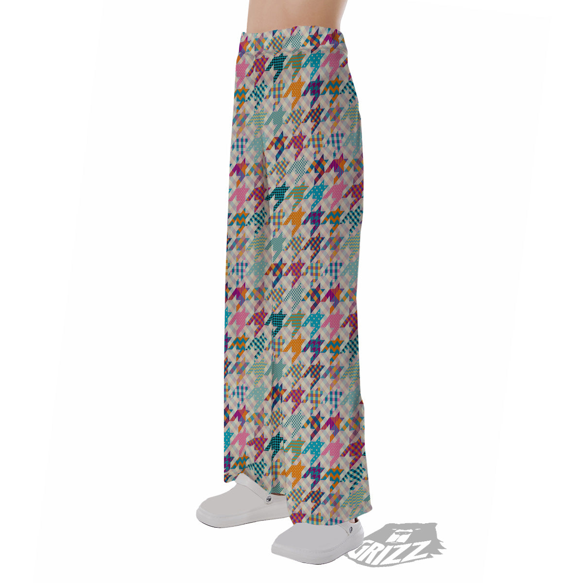 Houndstooth Colorful Plaid Print Pattern Pajama Pants-grizzshop