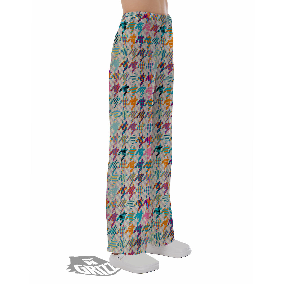 Houndstooth Colorful Plaid Print Pattern Pajama Pants-grizzshop